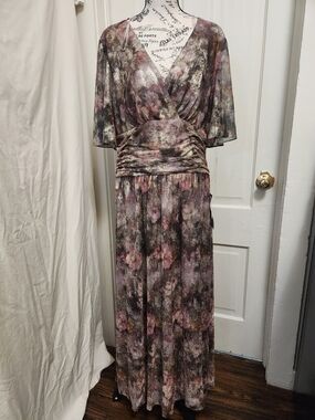 SLNY Long Banded Dress Rose Silver Purple Sz 16 NWT